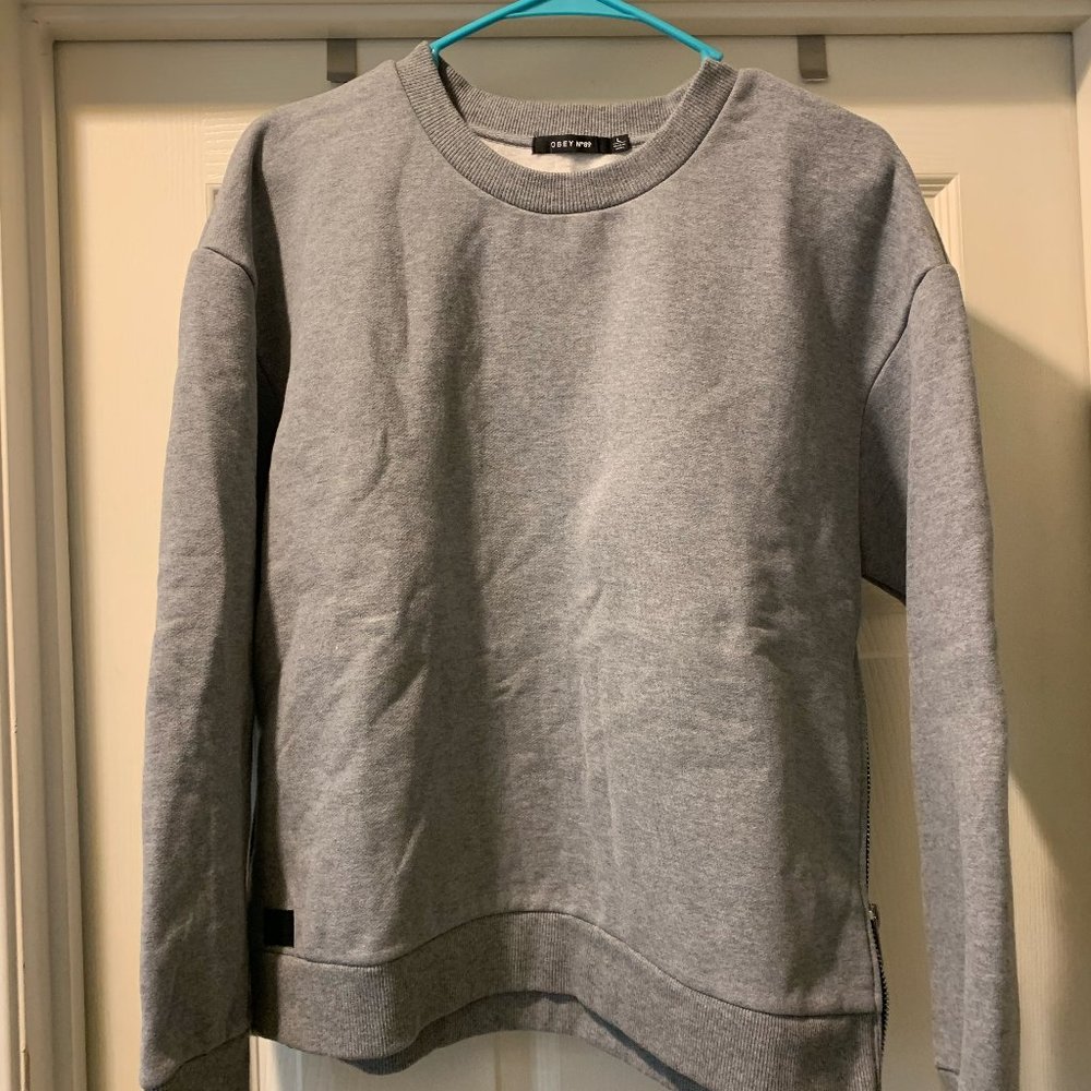 OBEY Grey Crewneck With Zippers